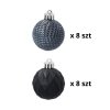 Zestaw 16 Eleganckich Bombek Kamai Christmas Decoration® o Średnicy 4 cm – Kolor Antracyt